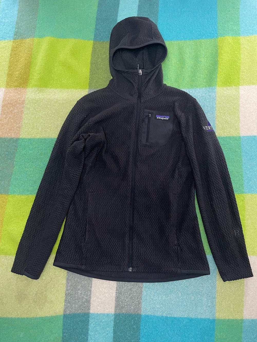 Patagonia Jacket Black R1 Air Full Zip Fleece Hoody Hiking Outdoor Womens